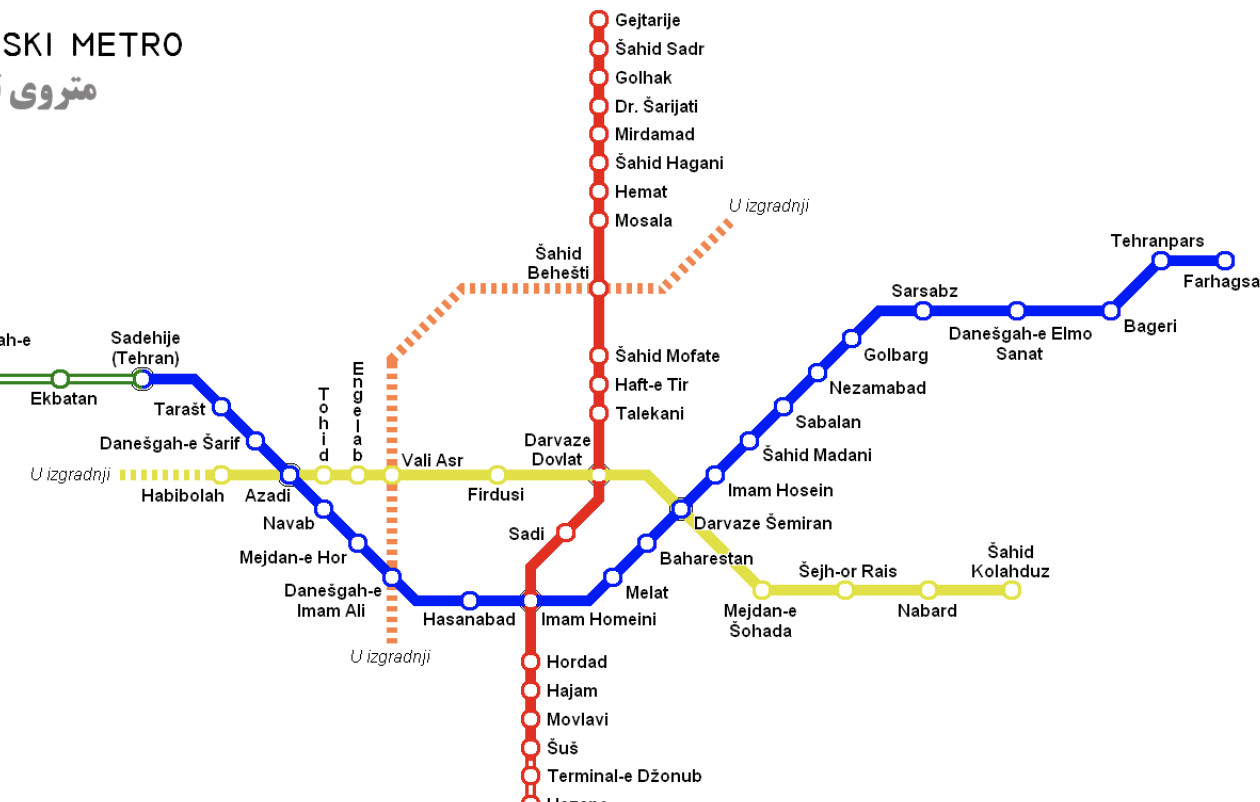 Tehran Metro Station Map
