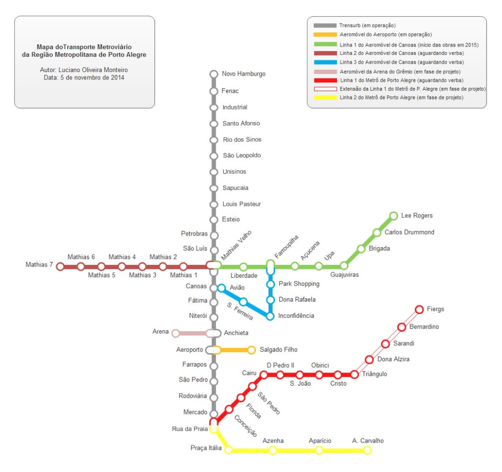 Mapa del metro de Porto Alegre - Trensurb